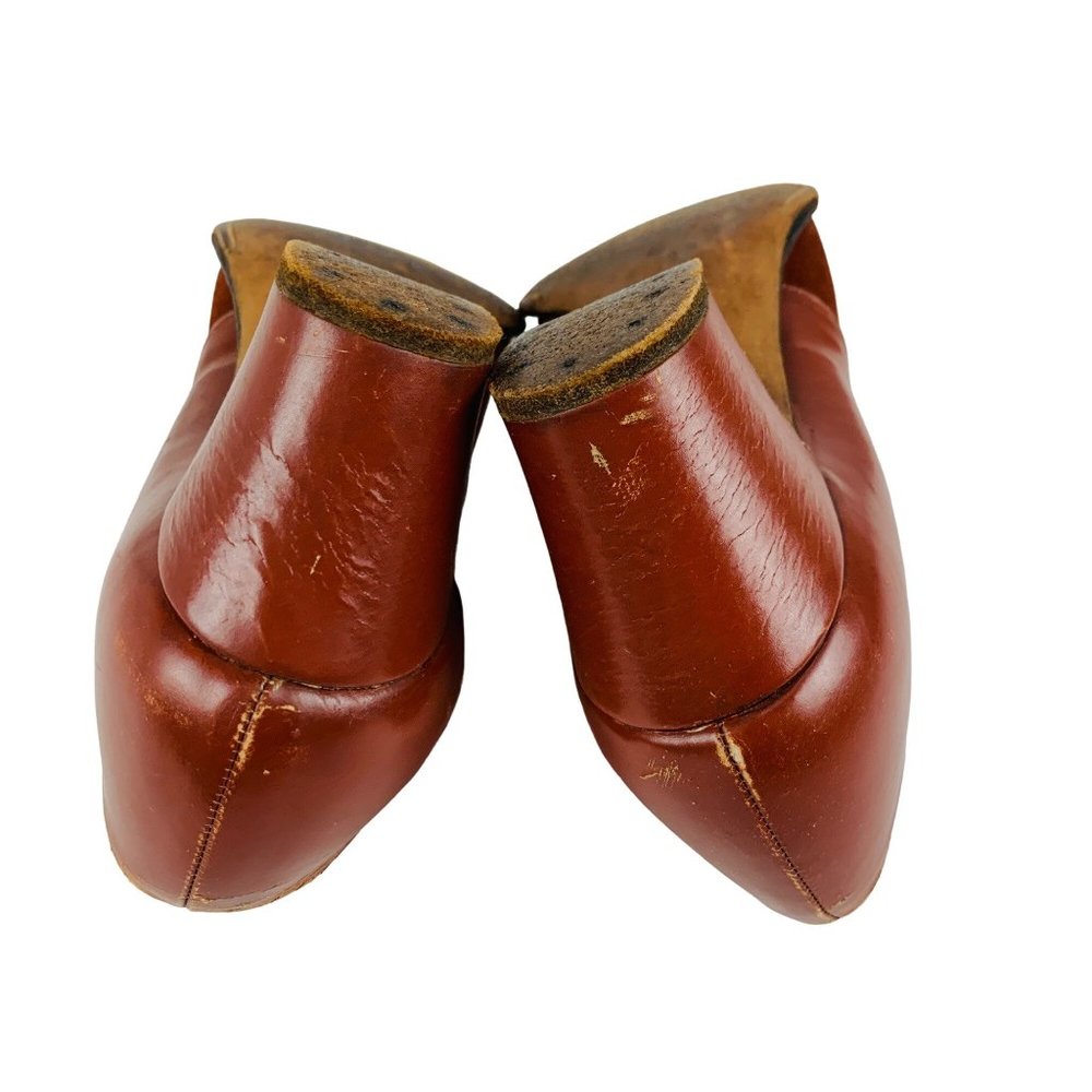 Vintage 1930s Rust Heels Easi-Gait Brown Lace Up Oxfords - Picture 9 of 10